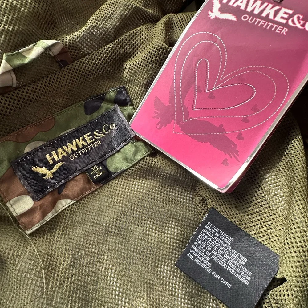 🆕Hawke & Co. Outfitter Girls Camo Hooded Windbreaker